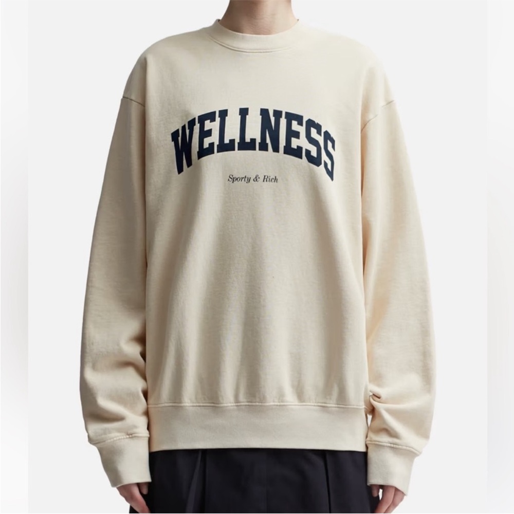 Sporty and Rich Cream Wellness Sweatshirt XS unisex‎ oversized